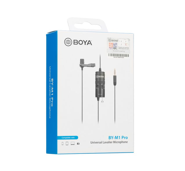 BOYA BY-M1 Pro universal lavalier microphone-compatible with PC smartphones camera audio recorders clip-on mic foam windscreen package