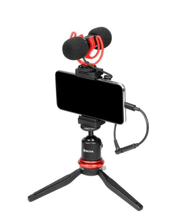 GadgetiCloud BOYA BY-MM1 PRO Dual-Capsule Condenser Microphone with anti-shock mount applications interviews application for smartphone