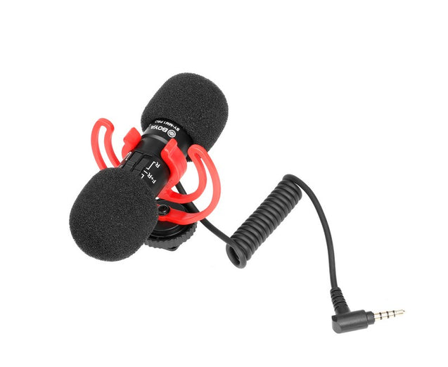 GadgetiCloud BOYA BY-MM1 PRO Dual-Capsule Condenser Microphone with anti-shock mount applications interviews overall design with windshield
