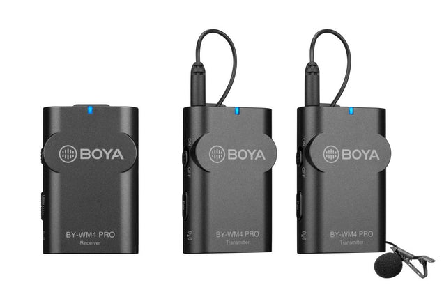 GadgetiCloud BOYA BY-WM4 Pro Dual-Channel Digital Wireless Microphone for camera smartphone filming hands free mic overview