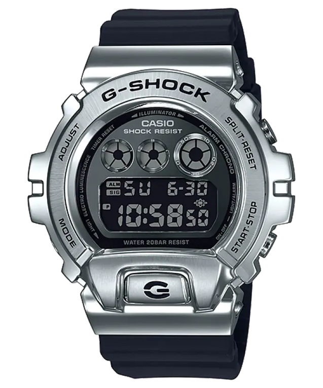 CASIO G-SHOCK Men's 25th Anniversary Limited Edition Digital Stainless Steel and Black Resin Strap Watch #GM-6900-1ER