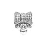 Pandora Bow silver charm with clear cubic zirconia and heart #791776CZ