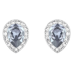 SWAROVSKI Christie Pear Rhodium with Blue & Clear Crystal Stud Earrings #5113783