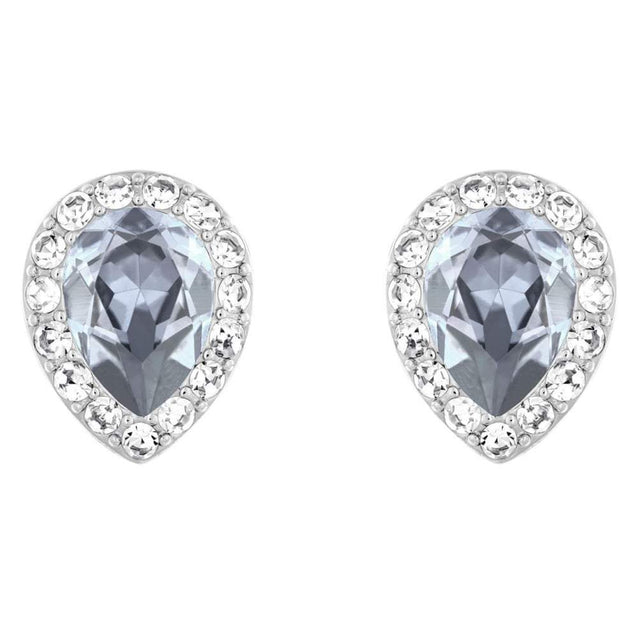 SWAROVSKI Christie Pear Rhodium with Blue & Clear Crystal Stud Earrings #5113783