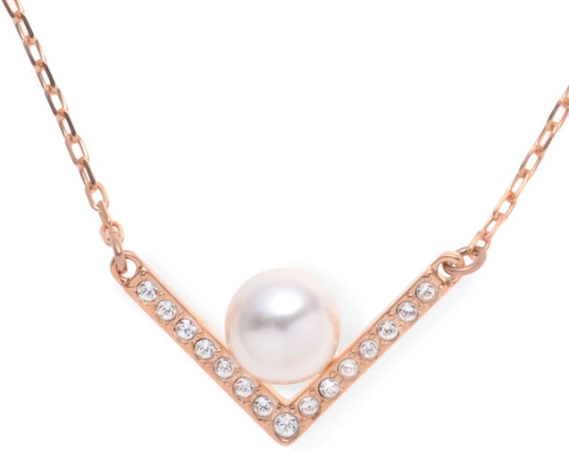 SWAROVSKI Edify Clear Crystal & Pearl Rose Gold Small Necklace #5186847