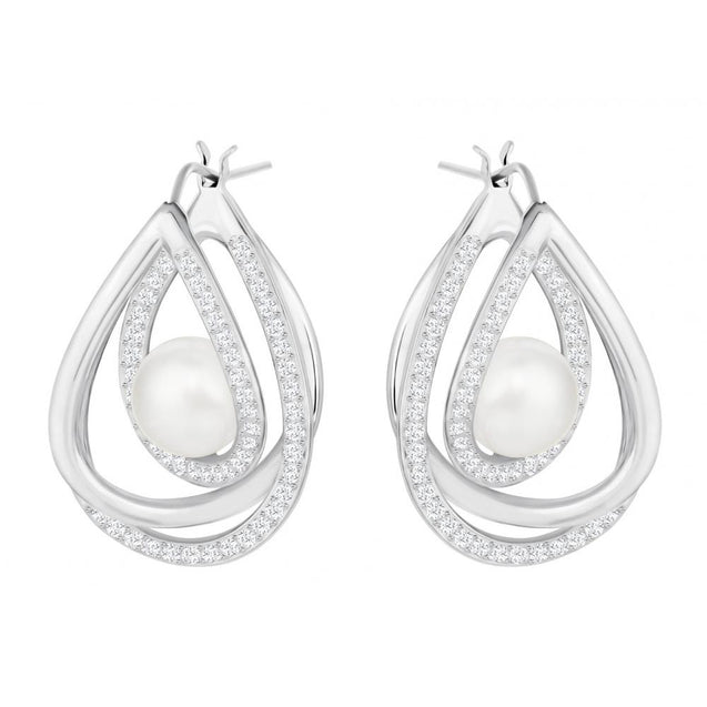 SWAROVSKI Free Pearl Earrings - Rhodium/White #5217718
