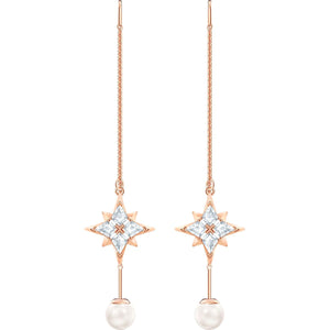 SWAROVSKI Symbolic Chain Pierced Earrings - White & Rose-gold tone plated #5494344