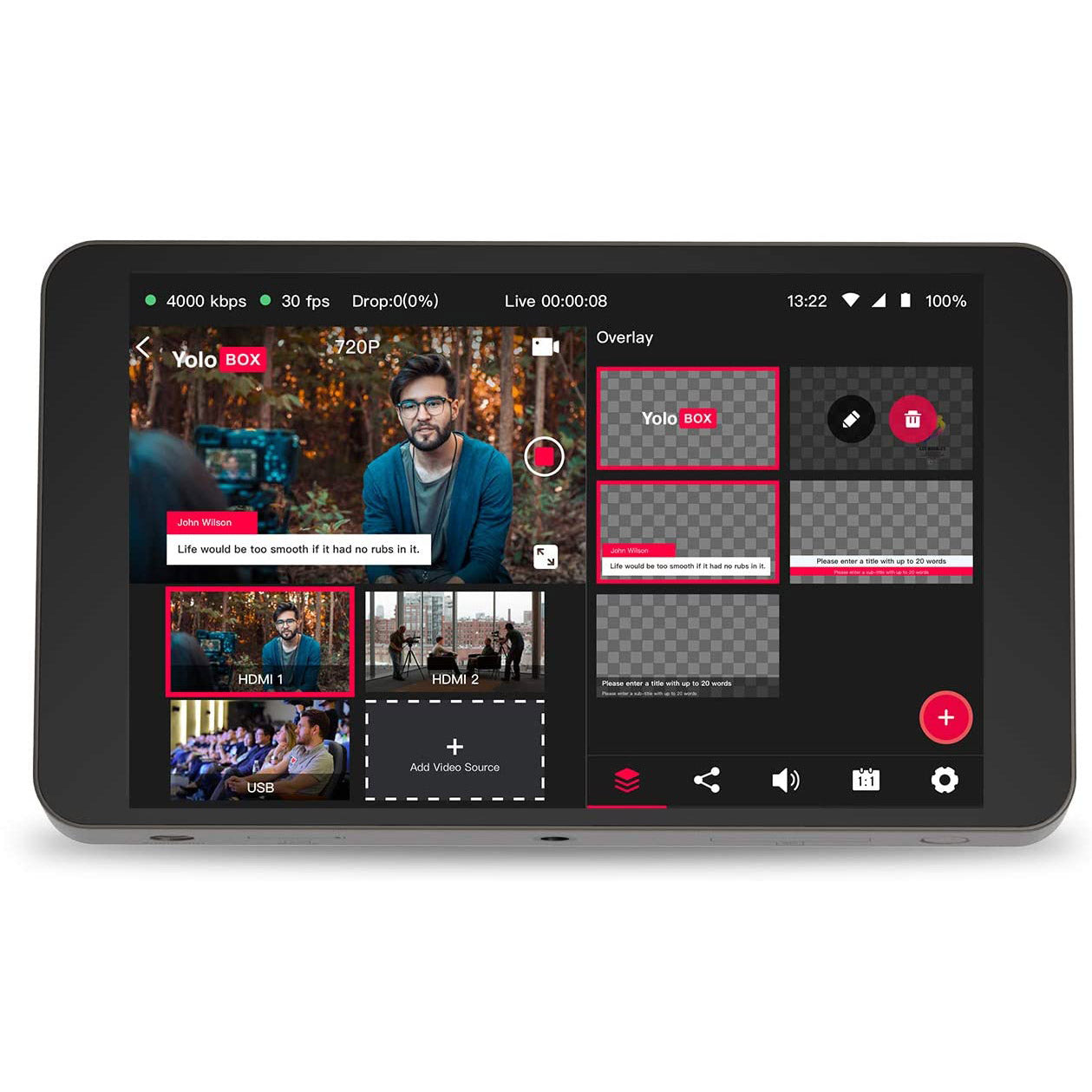 YoloLiv YoloBox Portable Live Stream Studio - Streams to YouTube, Facebook, Twitch real time editing- GadgetiCloud