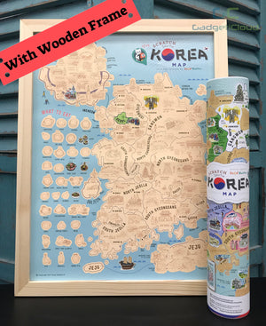 Korea Scratch Travel Map with Frame - GadgetiCloud